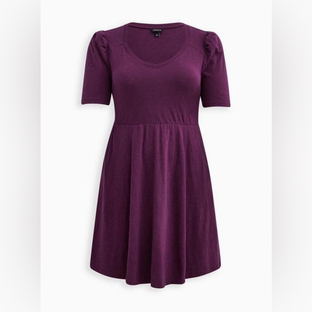 New NWT Torrid Plus Size 1 1X 14-16 Potent Purple Mini Puff Sleeve Skater Dress